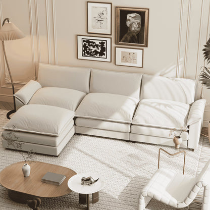 Homall Sectional Sofa 3-seat L-shaped Sofa with reversible toffee chair Movable Footrest Sofa,Gray