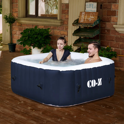 CO-Z 5x5ft PVC Inflatable Spa Tub with Heater & 120 Massaging Jets for Patio & More Blue for 4-Person, CO-Z