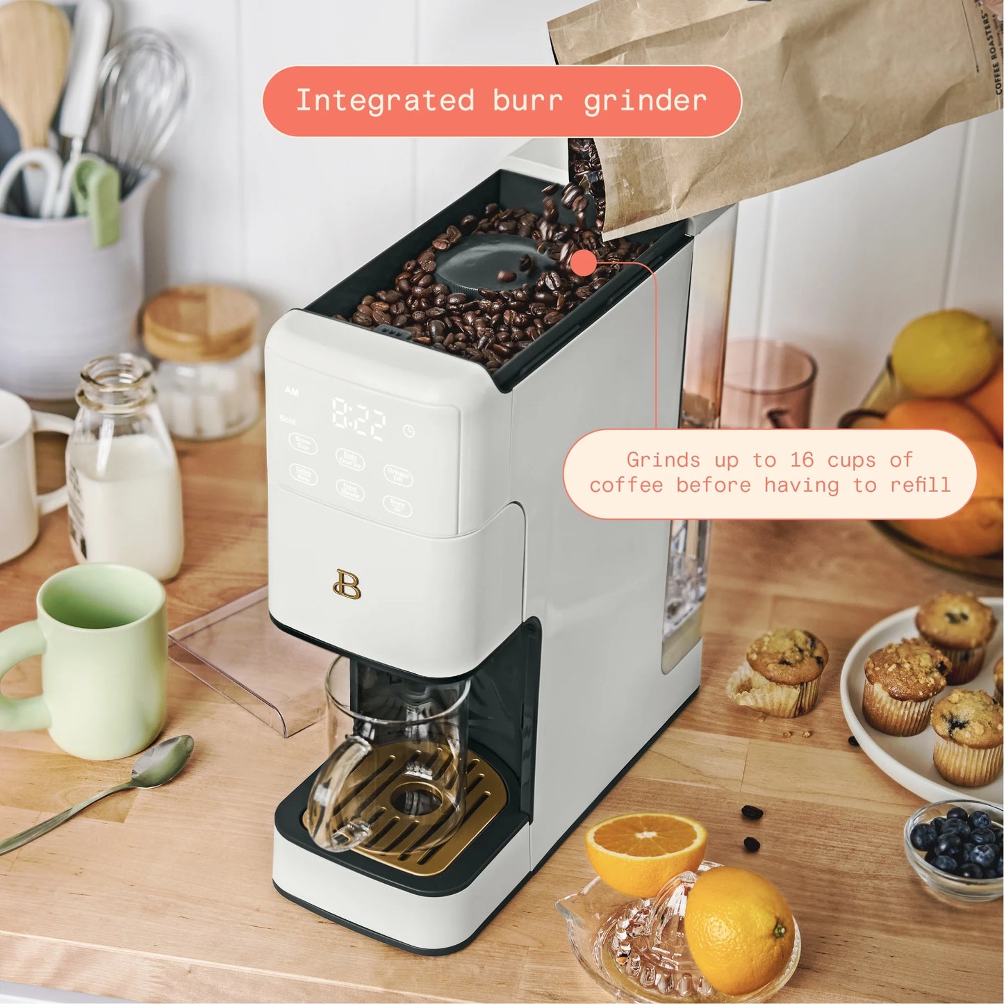 Beautiful Perfect Grind�?Programmable Single Serve Coffee Maker, White Icing by Drew Barrymore