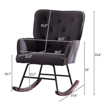 UBesGoo Rocking Accent Chair, Soft Padded Armchair Chair,  Comfy Side Chair with Sturdy Wooden Metal Legs for Living Room Bedroom Gray