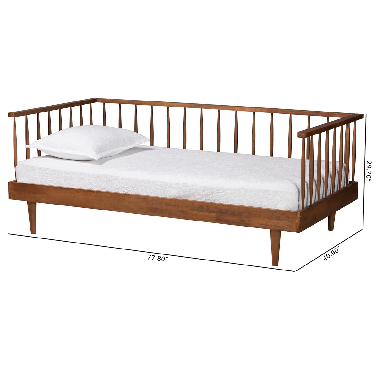 Baxton Studio Matilda Mid-Century Modern Ash Walnut Finished Wood Twin Size Daybed