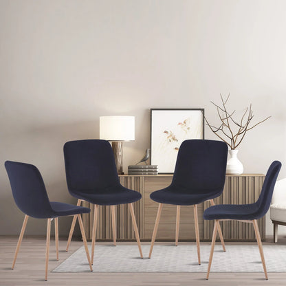 Highsound Dining Chairs Set of 4,Mid-Century Modern Upholstered Dining Chairs with Velvet Cushion Seat for Dinning Room&Living Room, Black