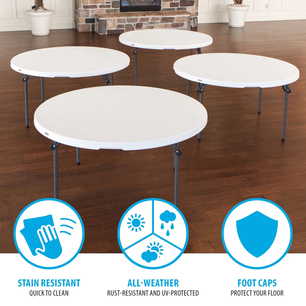Lifetime 60 inch Round Folding Table, Indoor/Outdoor Commercial Grade, Almond (280435)
