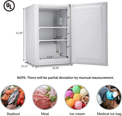 KNDKO 3.2Cu.ft Upright Freezer, Compact Freezer with Removable Shelves, Adjustable Thermostat for Home/Kitchen/Office, Black