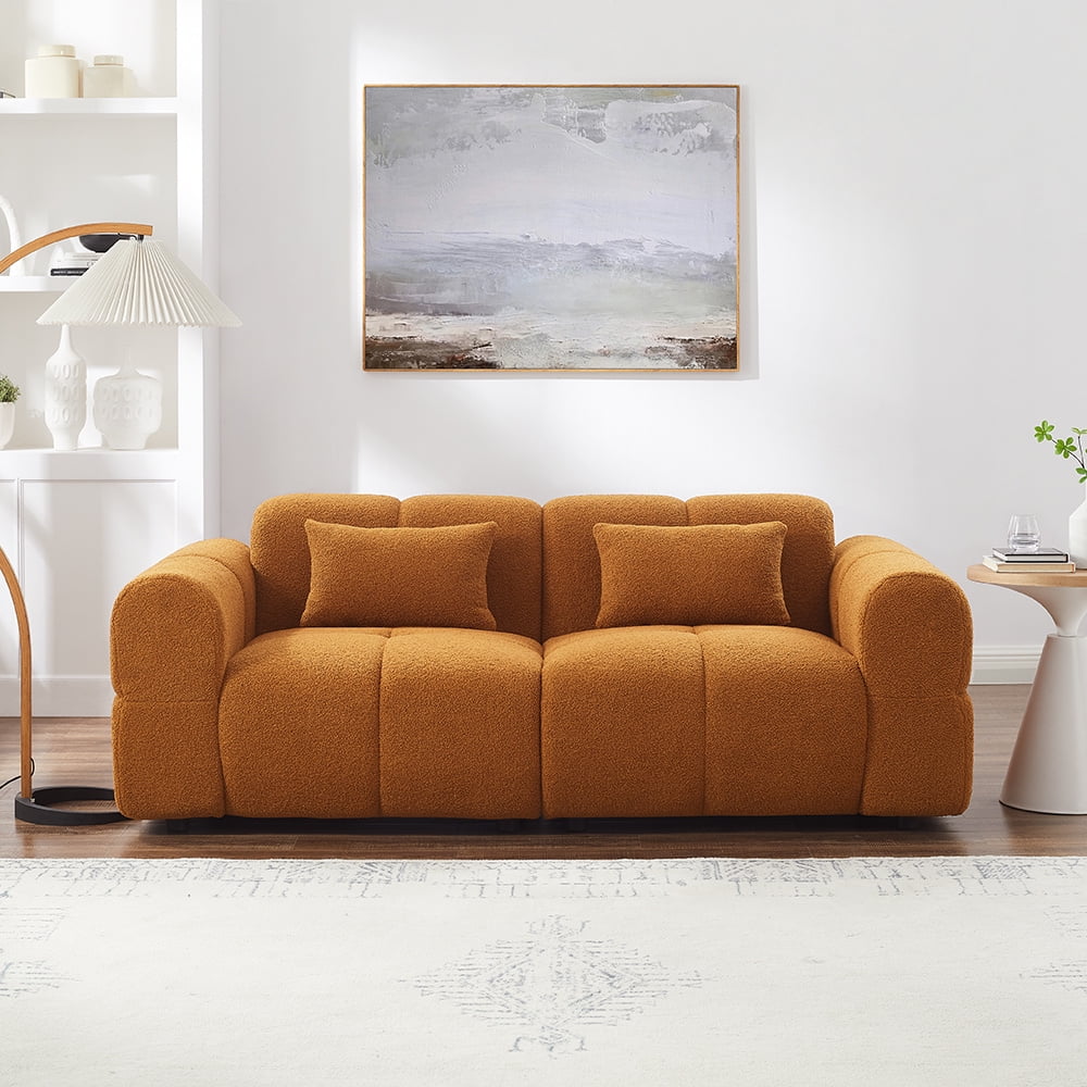 FREEHOMAE 80" Oversized Boucle Sofa Couch,Modern Loveseat,Deep Seat Love Seat,Mid Century Modern Sofa,Cloud Couch for Living Room,Apartment,Office,and Lounge,Black