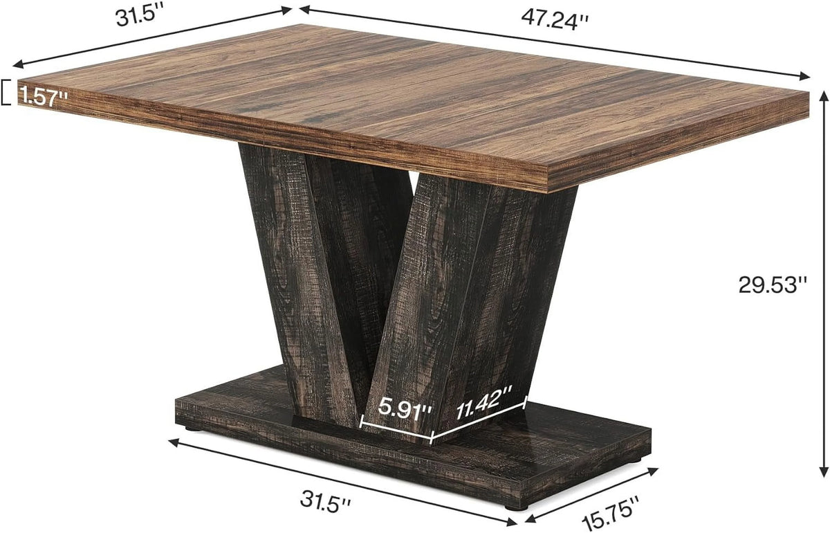 Finmind 47-inch Dining Table for 4 to 6, Farmhouse Wood Kitchen Table for Dining Room, White