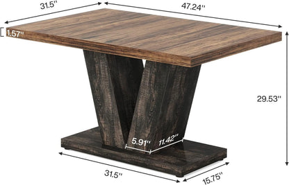 Finmind 47-inch Dining Table for 4 to 6, Farmhouse Wood Kitchen Table for Dining Room, White