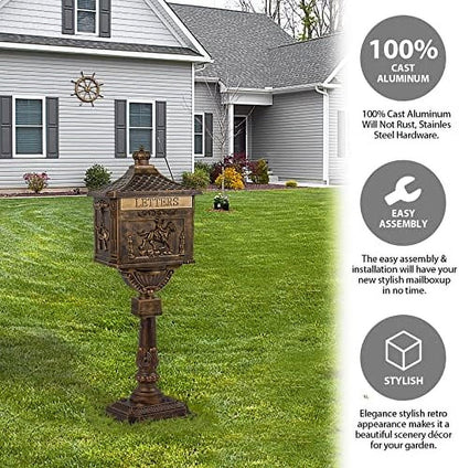 Mailbox Cast Aluminum Bronze Mail Box Postal Box Security Heavy Duty New