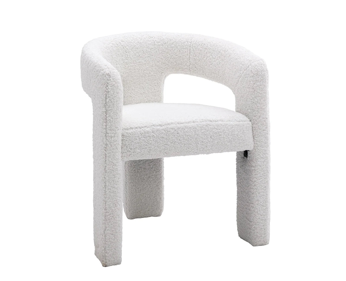 Guyou Modern Sherpa Upholstered Dining Chair, Cute Barrel Side Armchair Kitchen Chair with Armrests and Back for Living Room Dining Room Bedroom, Green