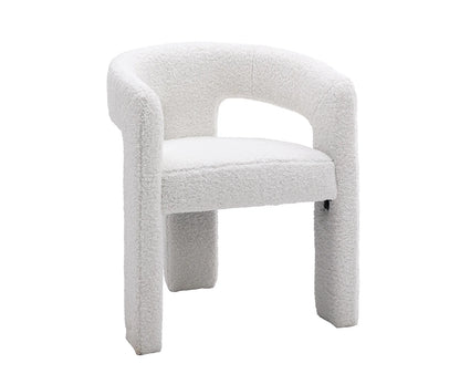 Guyou Modern Sherpa Upholstered Dining Chair, Cute Barrel Side Armchair Kitchen Chair with Armrests and Back for Living Room Dining Room Bedroom, Green