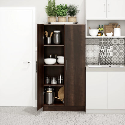 Prepac Adjustable Shelves Cabinet - Functional Tall Garage Table, 16"D x 32"W x 65"H Freestanding Garage Cabinet with 2-Doors, Espresso - EES-3264