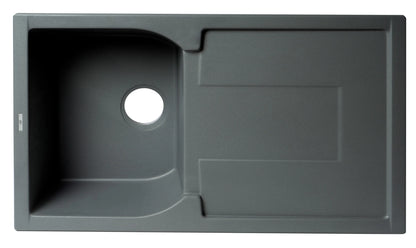 ALFI brand AB1620DI-BLA Black 34" Single Bowl Granite Composite Kitchen Sink with Drainboard
