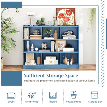 Costway 3-tier Open Bookcase 8-Cube Floor Standing Storage Shelves Display Cabinet White