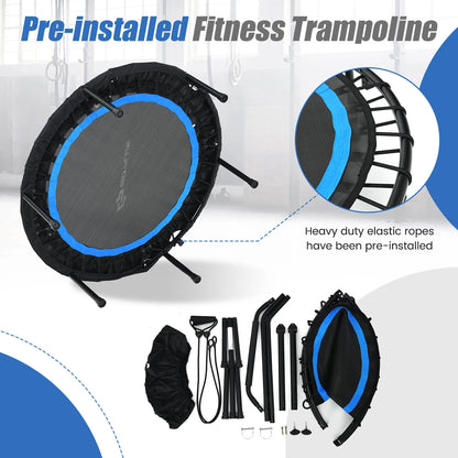 Costway 40'' Foldable Trampoline Fitness Rebounder with Resistance Bands Adjustable Home Green