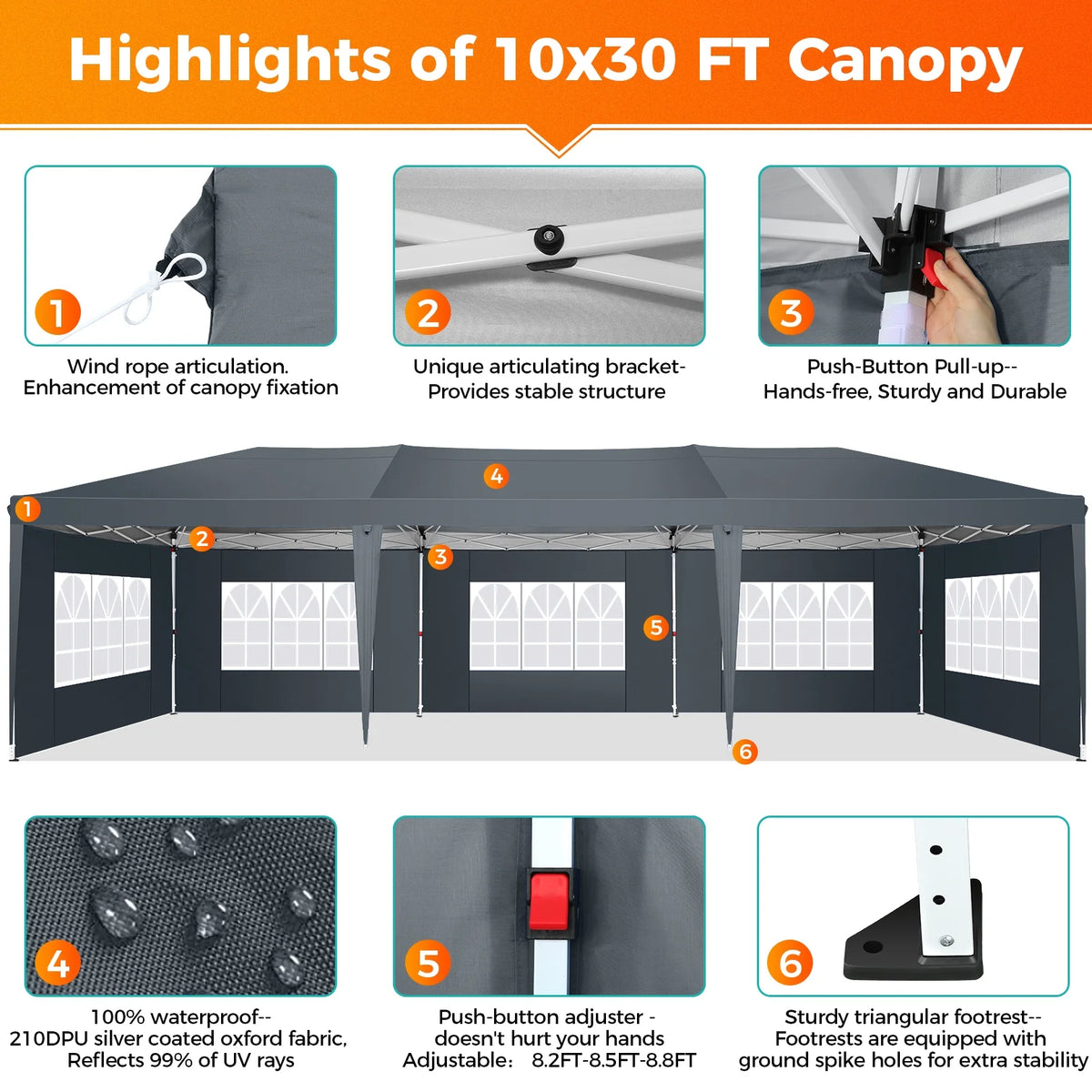 SANOPY 10'x10' EZ Pop Up Canopy Tent Outdoor Party Instant Shelter Portable Folding Beach Canopy with 4 Sandbag & Carrying Bag, Black