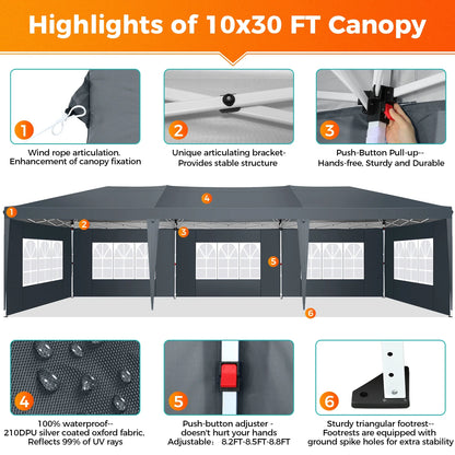 SANOPY 10'x10' EZ Pop Up Canopy Tent Outdoor Party Instant Shelter Portable Folding Beach Canopy with 4 Sandbag & Carrying Bag, Black
