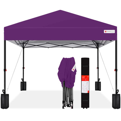 Best Choice Products 12x12ft Easy Setup Pop Up Canopy w/ 1-Button Setup, Wheeled Case, 4 Weight Bags - Navy Blue