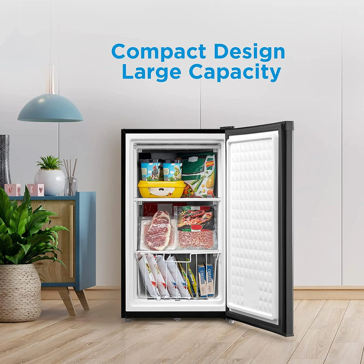 Midea 3 Cubic Ft Upright Freezer, Black, MRU03M2ABB, New