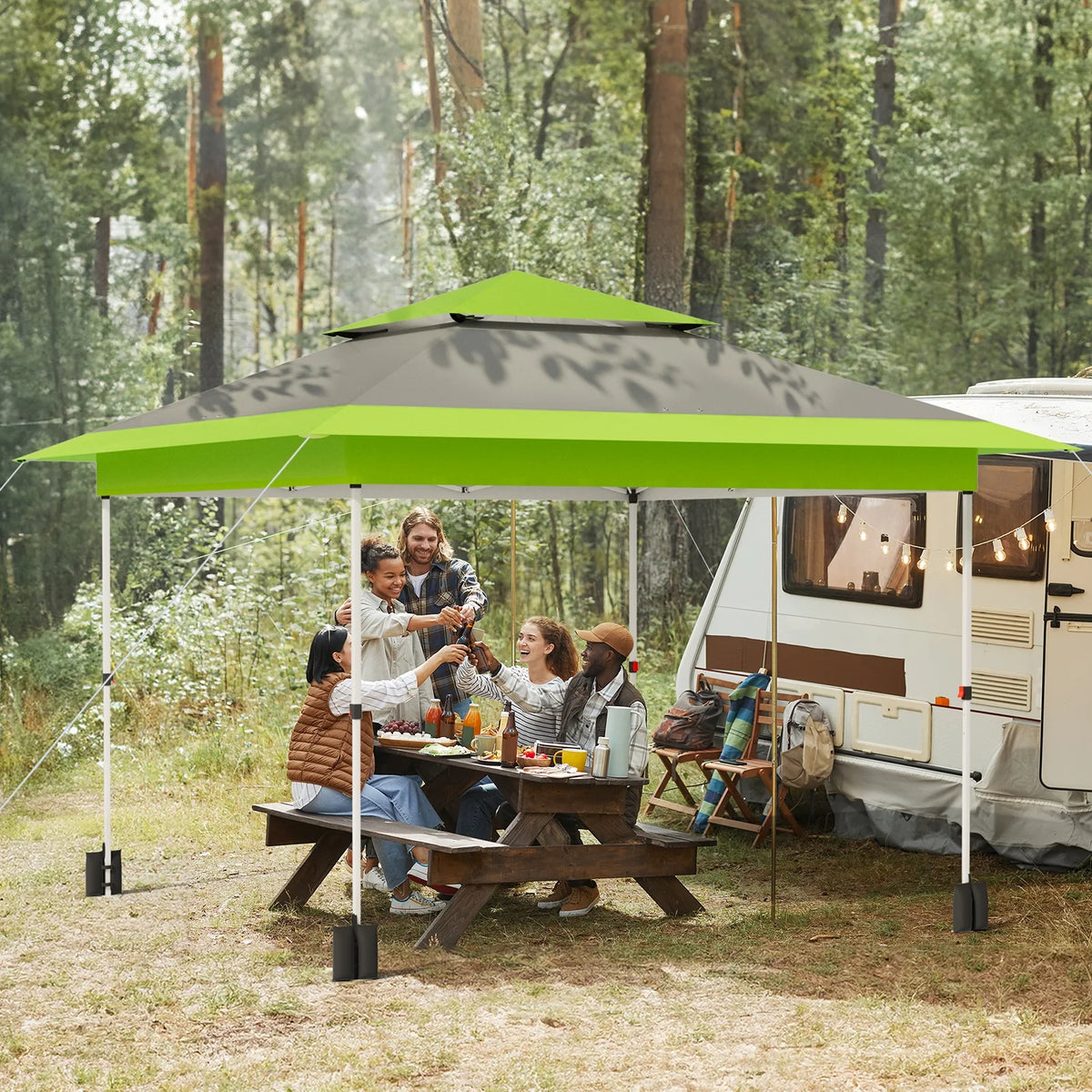 Pirecart 12' x 12' Pop-up Canopy Tent Waterproof Outdoor Gazebo Shelter with Wheeled Bag, Instand Canopy , White