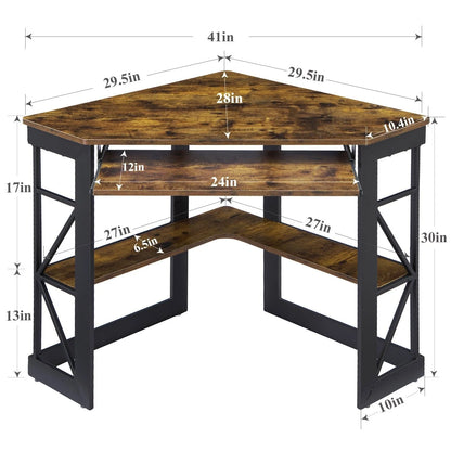 Brown Triangle Corner Desk, Office/Computer/Writing Desk for Student Apartments