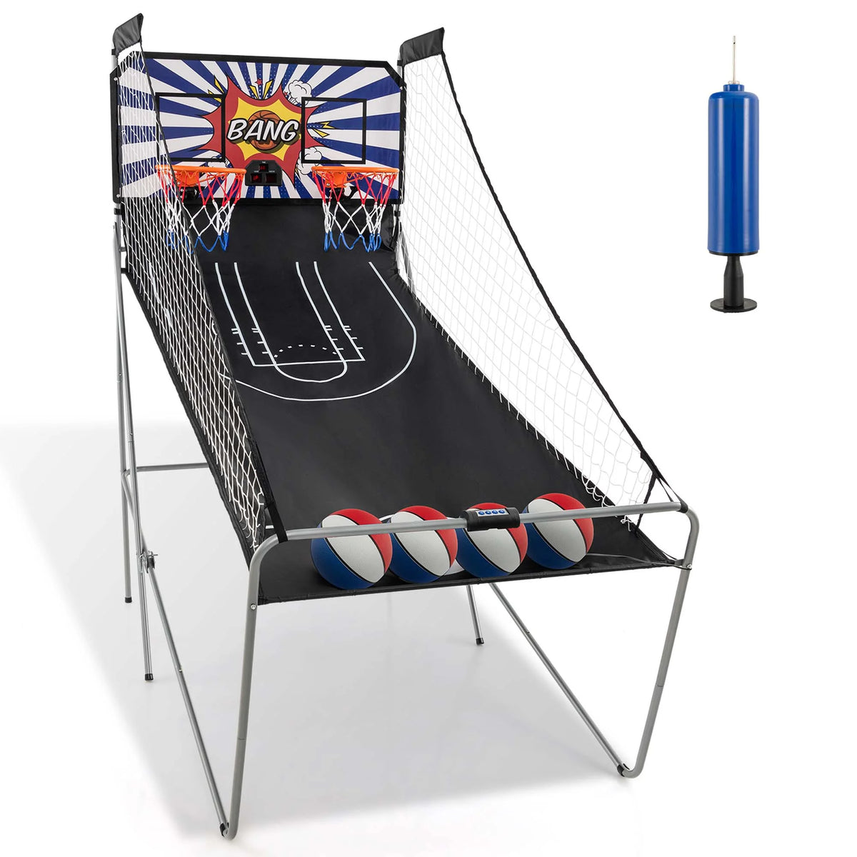 Costway Dual Shot Basketball Arcade Game with 8 Game Modes Electronic Scoring Blue