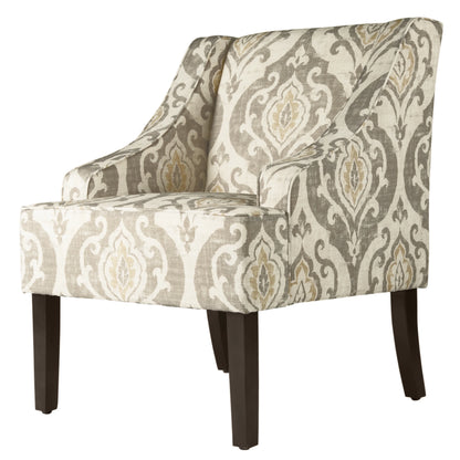HomePop Classic Swoop Accent Chair - Blue and White Damask