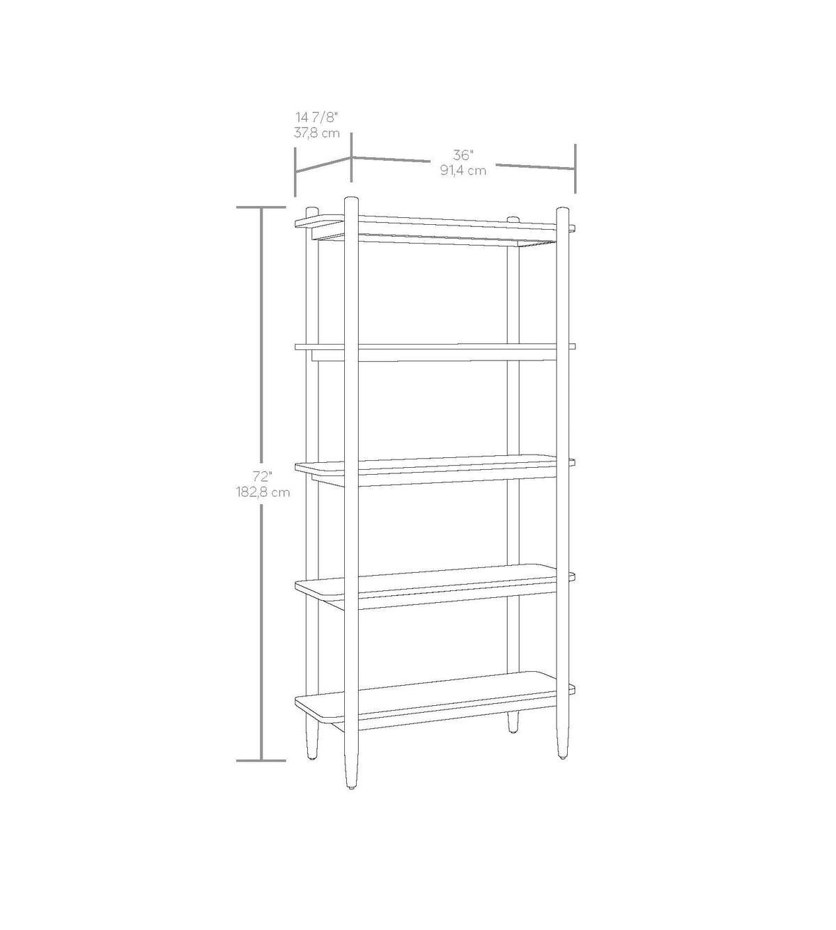 Better Homes & Gardens Springwood 5 Shelf Bookcase with Solid Wood Frame, Light Honey Finish