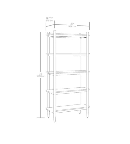 Better Homes & Gardens Springwood 5 Shelf Bookcase with Solid Wood Frame, Light Honey Finish