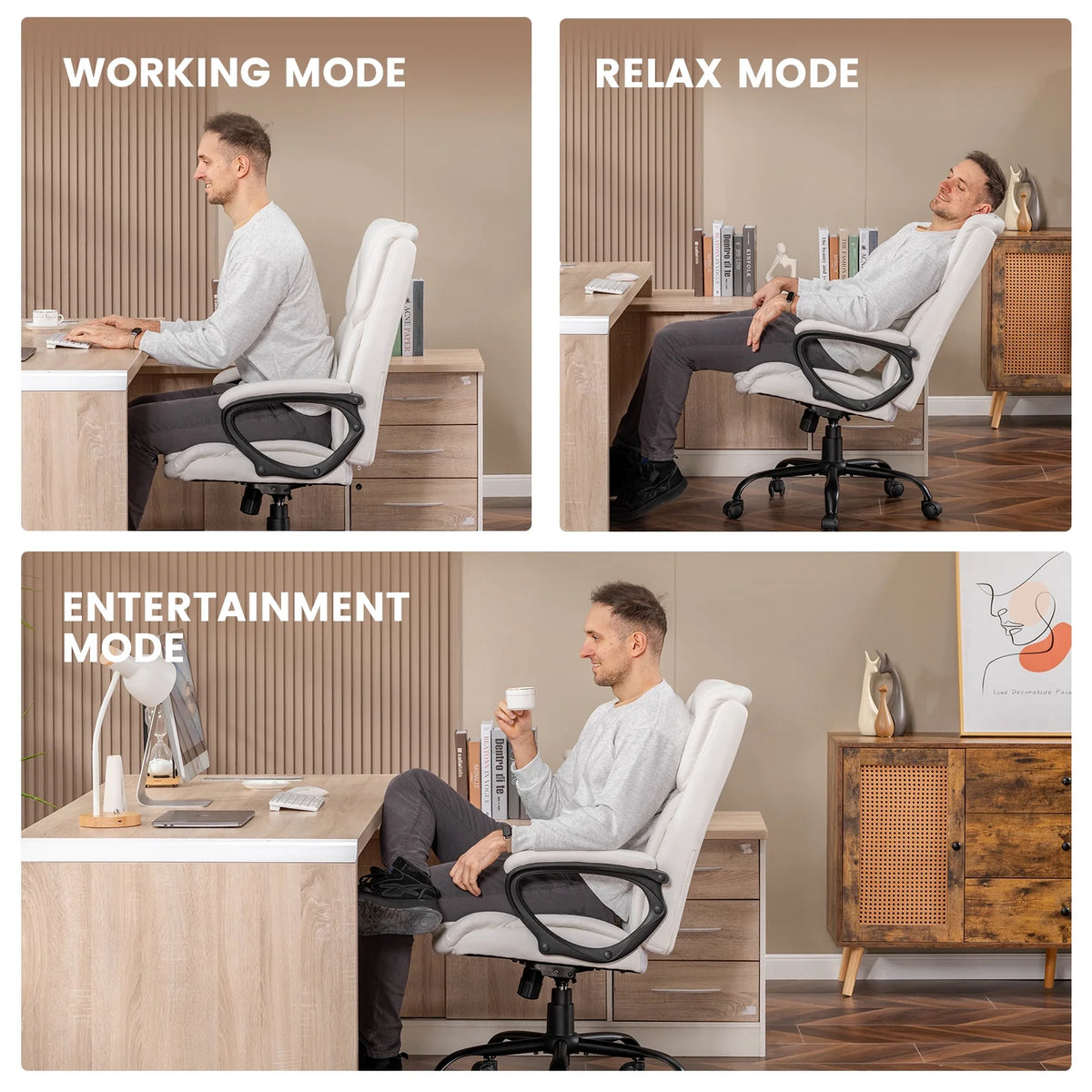 Mainstays Executive Ergonomic High Back Leather Home Office Desk Chair, Black