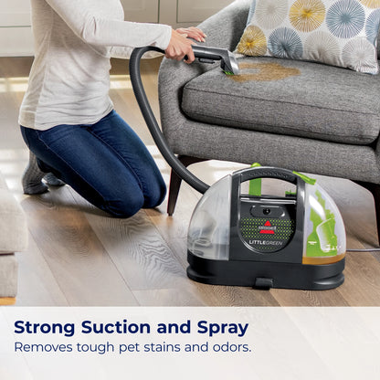 BISSELL Little Green Portable Deep Cleaner, for Carpet, Upholstery, and Auto, Lightweight, Strong Suction, Large Tank Capacity, 3369, Green