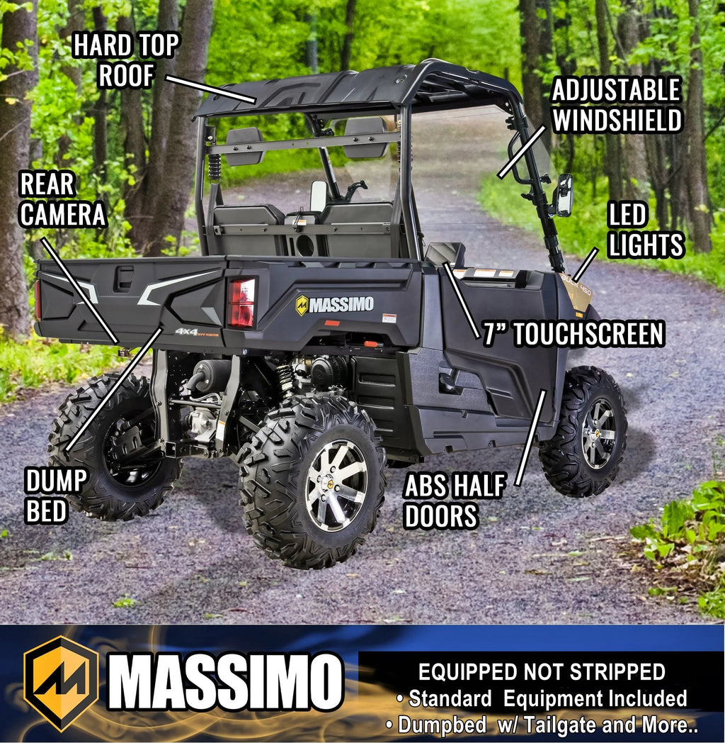 Massimo Buck 450 Side by Side UTV, EFI, 4 Stroke, 325cc, 25.5 HP, 4X4, 3000lb Winch - Red