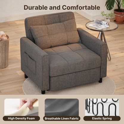 3 in 1 Convertible Sofa Bed Chair for Living Room , Aiho Sleeper Sofa Bed for Living Room, Dark Gray