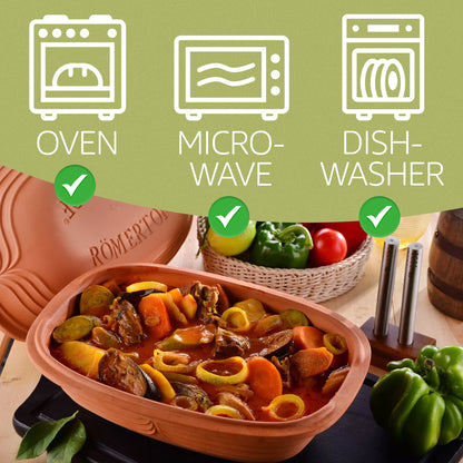 Romertopf Clay Roaster | Non-Stick Dutch Oven | Healthy Clay Pot Cooking | Clay Baker | Versatile Cooking Vessel - 5.2 Quarts (5 Liters) for up to 6 people