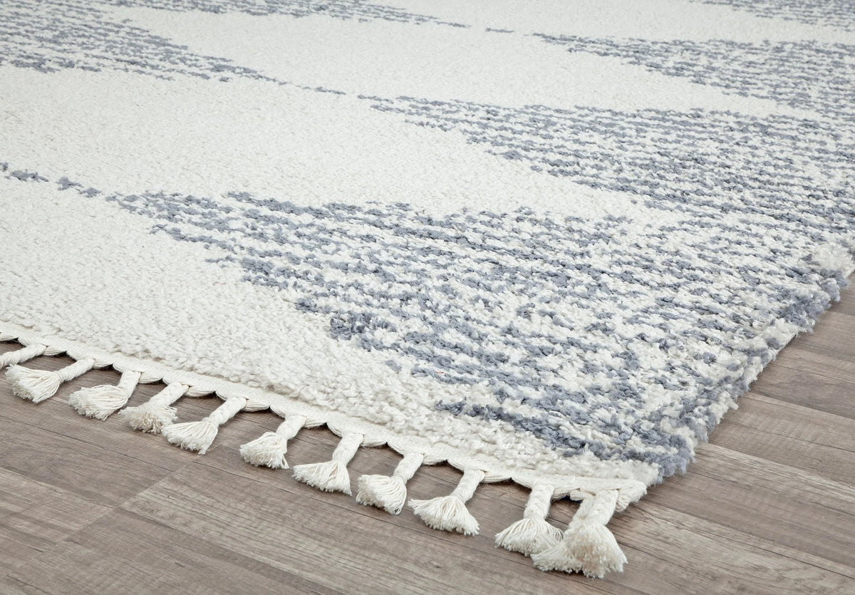 Rugs America Moon Collection MS30A Moroccan Tribal Heath White Area Rug, 8'0"x10'0"