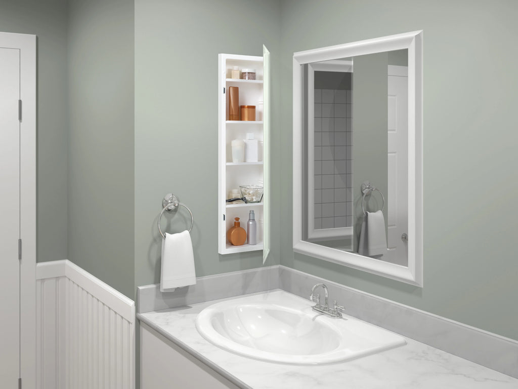 American Pride Beveled Mirror Medicine Cabinet, 12 x 36 in., Frameless