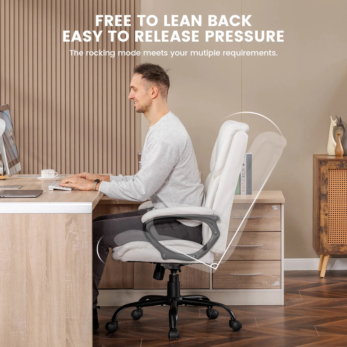 Mainstays Executive Ergonomic High Back Leather Home Office Desk Chair, Black