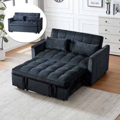 3 in 1 Convertible Sleeper Sofa Bed, Futon Couches for Living Room with Side Pocket | Adjustable Backrest| Velvet Fabric | Pull Out Couch | Love-seat sofa| Sectional Sofa Bed| 2-seat sofa bed