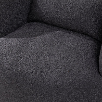 34" Wide Boucle Swivel Barrel Chair, No Assembly Round Upholstered Armchair Accent Chair Single Sofa Chair with Toss Pillow for Living Room and Bedroom, Taupe