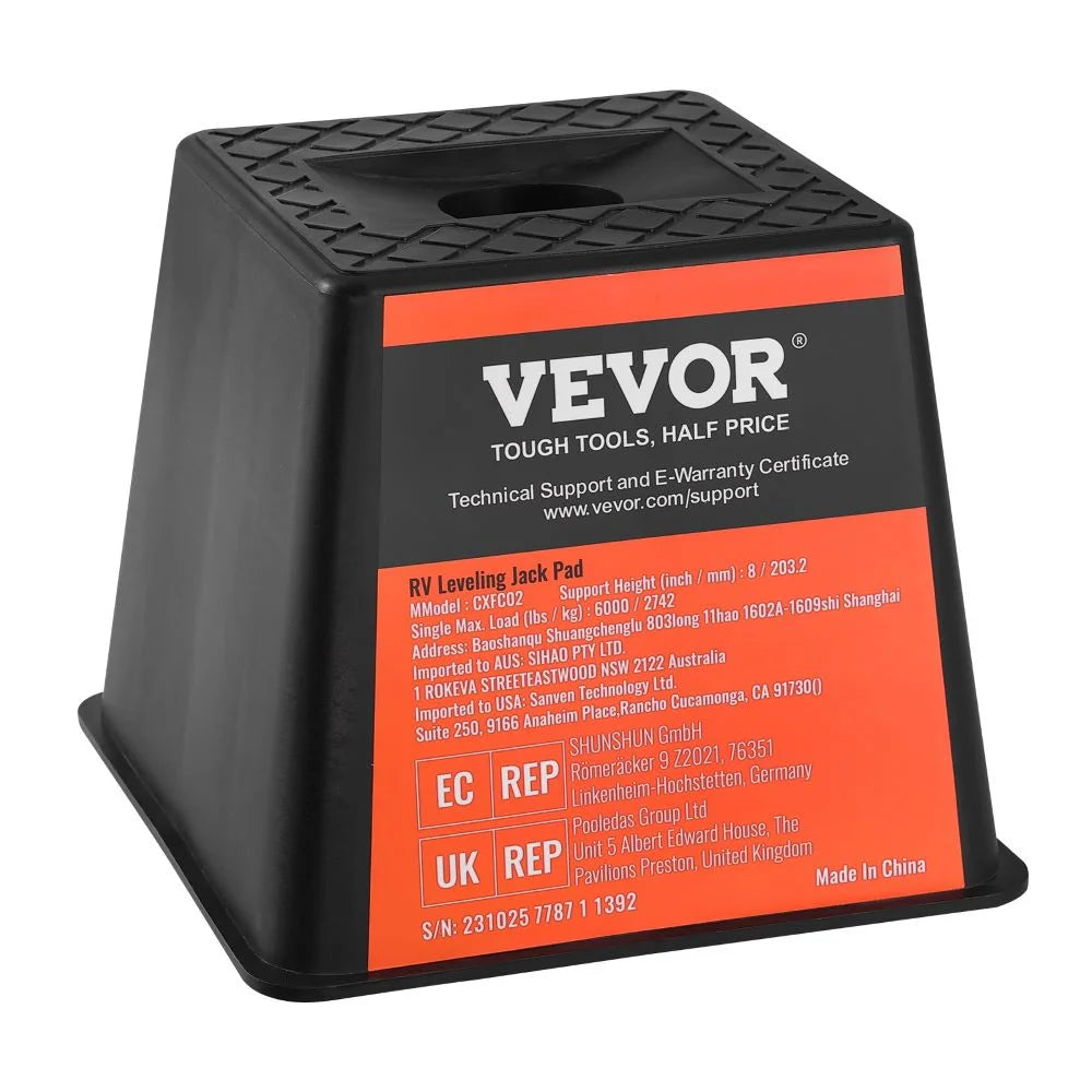 VEVOR Trailer Jack Block, 6000 lbs Capacity per RV Leveling Block, High-Quality Polypropylene RV Camper Stabilizer Blocks, RV Travel Accessories Use for Any Tongue Jack, Post, Foot, 5th Wheels, 4-Pack