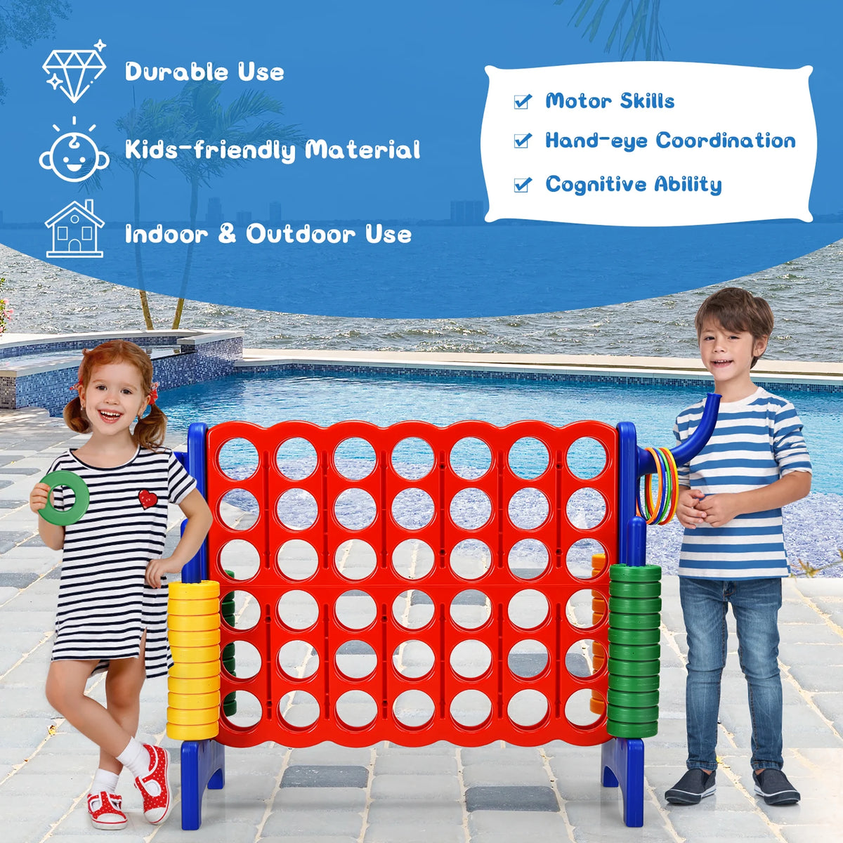 Costway Giant 4 in A Row Jumbo 4-to-Score Game Set W/Storage Carrying Bag for Kids Adult