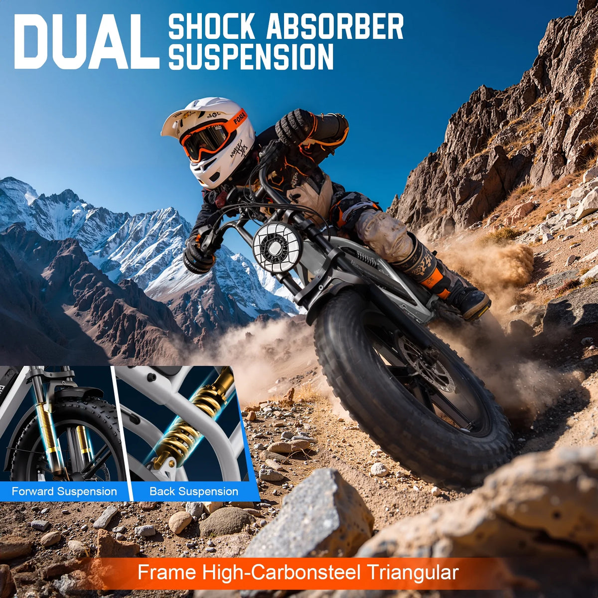 Electric Bike for Adults, 750W Peak 1500W Motor, 20"x4" Fat Tire E Bicycle, Hydraulic Disc Brakes, E Mountain Bike, 48V/15AH UL2849, App Control