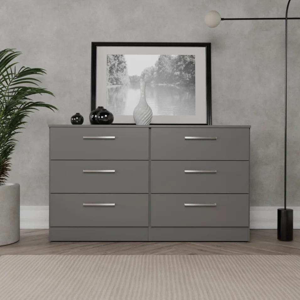Kappesberg Foster Gray 3-Piece Bedroom Set �C 6-Drawer Dresser and 2 Nightstands, 50.2"W