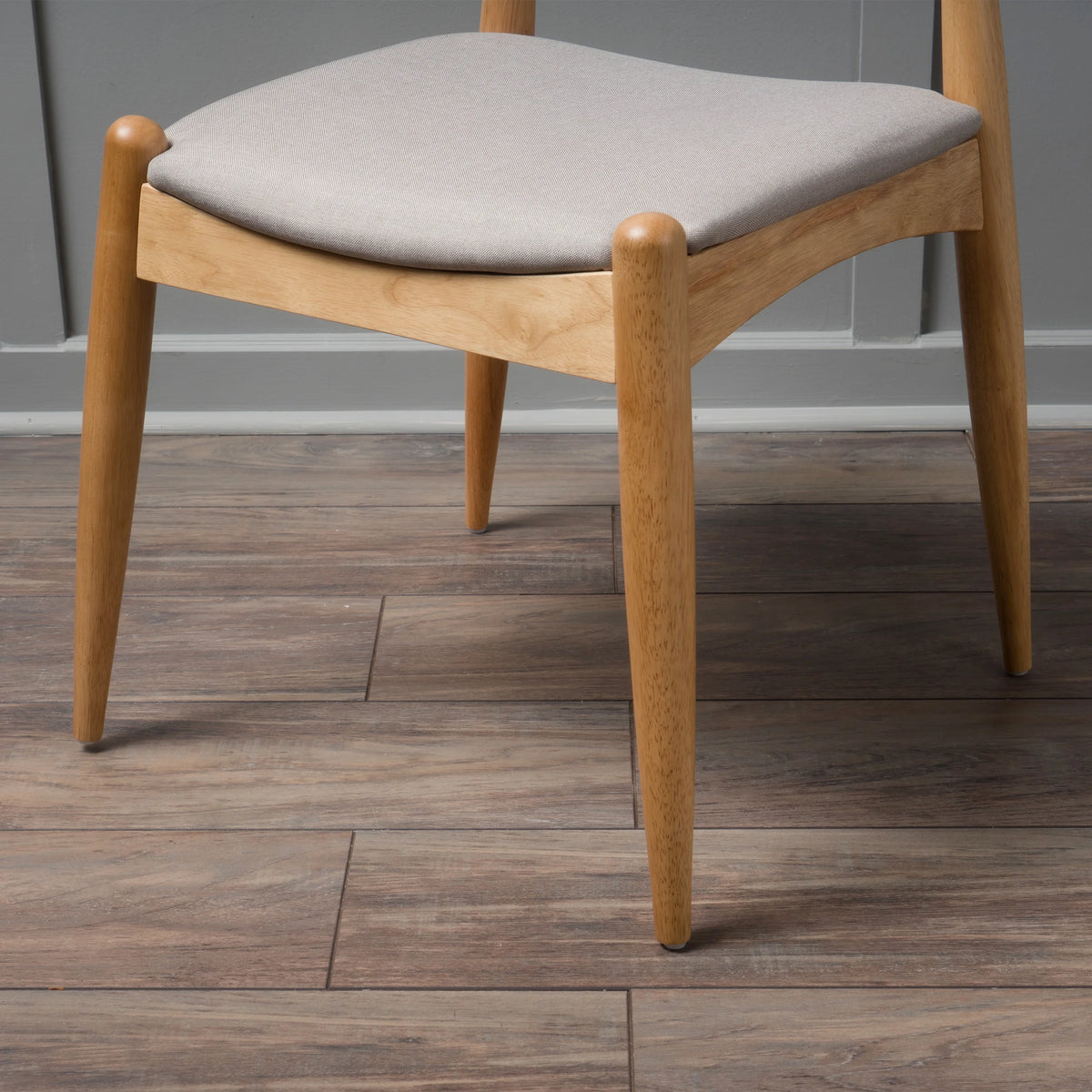 GDF Studio Virgil Mid Century Modern Fabric Upholstered Dining Chairs, Set of 2, Charcoal and Walnut