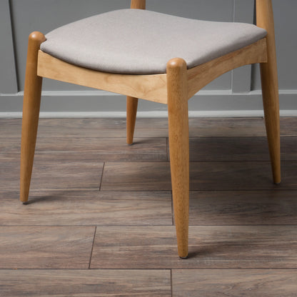 GDF Studio Virgil Mid Century Modern Fabric Upholstered Dining Chairs, Set of 2, Charcoal and Walnut