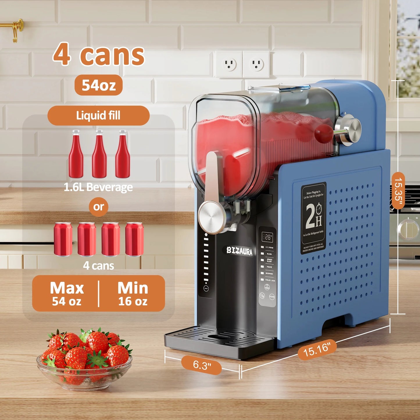 BIZAURA Slushie Machine, Slushy Machine for Home No Ice Need, Professional Frozen Drink Maker, 6 Presets for Milkshakes, Frapp��s, Slush, Ice Cream
