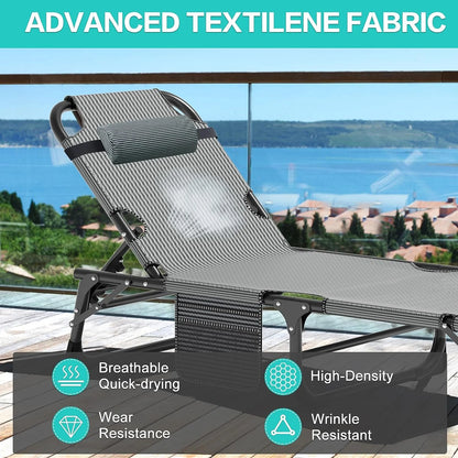 Slsy Folding Lounge Chair, 5-Position Adjustable Outdoor Reclining Chair, Folding Sleeping Bed Cot, Folding Chaise Lounge Chair for Pool Beach Patio Sunbathing