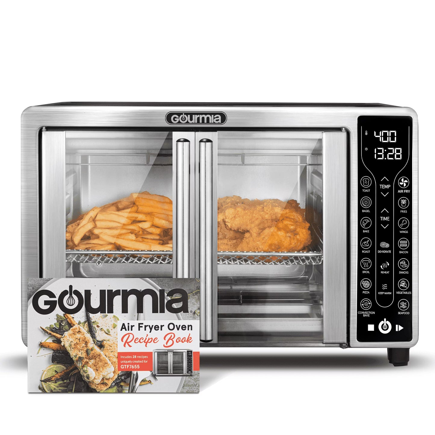 Gourmia Digital French Door Air Fryer Toaster Oven, Black