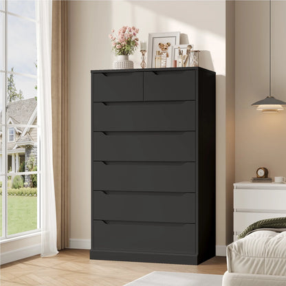 Homfa 7 Drawer White Dresser, 51.3"H Wood Storage Cabinet with Upgraded Stable Base, Vertical Chest for Bedroom Living Room