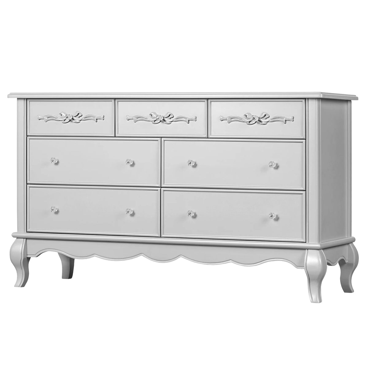 Evolur Aurora 7-Drawer Double Dresser in Ivory Lace, Spacious Drawers