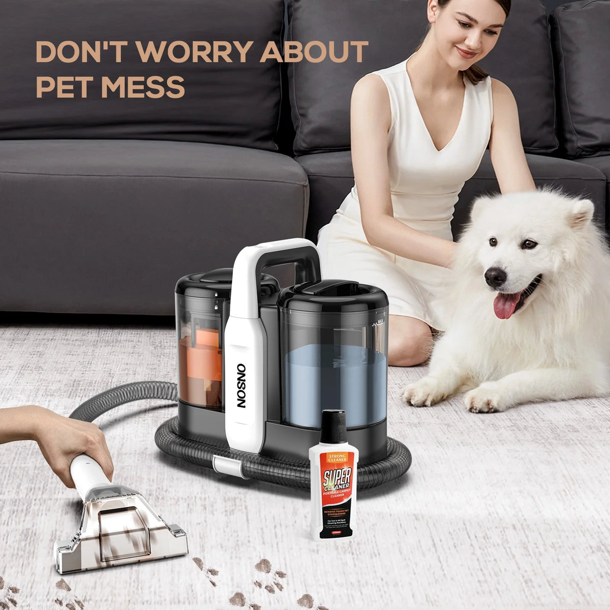 ONSON Portable Carpet Cleaner Machine, Upholstery Spot Vacuum Cleaner, White